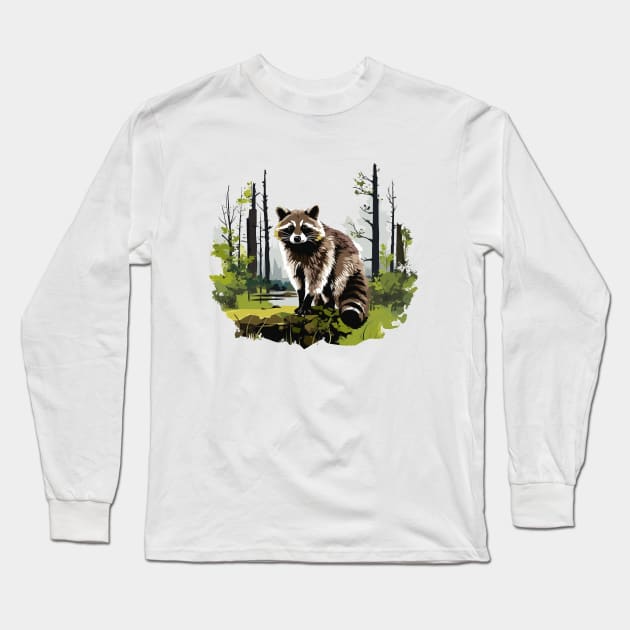 Raccoony Cuteness Long Sleeve T-Shirt by zooleisurelife